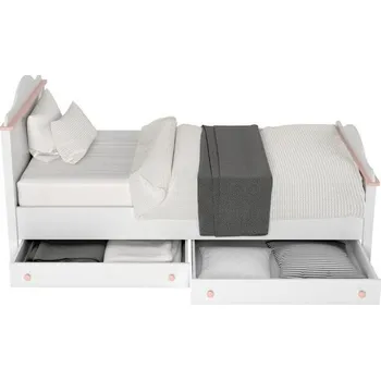 Dětská postel Dětská postel s roštem, matrací a šuplíkem 90x200 LEGUAN - bílá / růžová