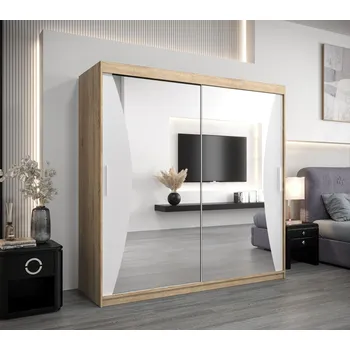 Šatní skříň Šatní skříň EMILIE - šířka 200 cm, dub sonoma / bílá