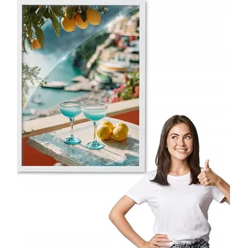 Obraz Obraz s rámem vzor LETNÍ KOKTEJLY + bílý rámeček 50x70 do kuchyně, jídelny