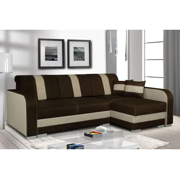 Sedací souprava Rozkládací sedačka YENA - kávově hnědá / hnědo šedá, pravá