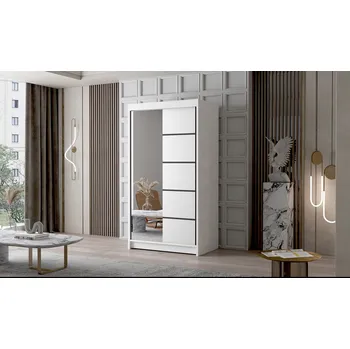 Šatní skříň Dvoudveřová skříň se zrcadlem NICA - šířka 100 cm, bílá