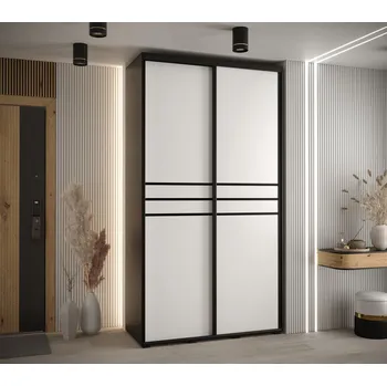 Šatní skříň Šatní skříň ASIRI 10 - 140/60 cm, černá / bílá / černá