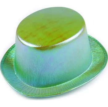 Párty / karnevalový klobouk / cylindr metalický, střední, 2 zelená past.sv. AB