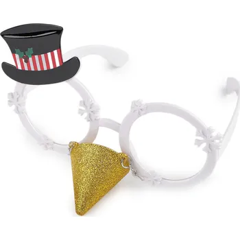 Vánoční dekorace Vánoční párty / karnevalové brýle sněhulák, sob s nosem, střední, 1 bílá