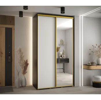 Šatní skříň Šatní skříň YVONA 3 - 140/45 cm, černá / bílá / zlatá