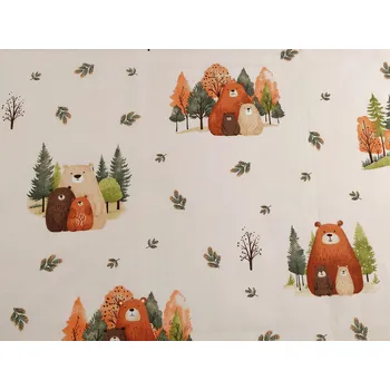 Bavlněná látka / plátno medvěd, myška, střední, 2 (992t) béžová světlá medvěd