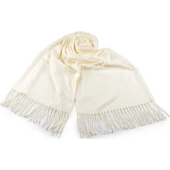 Šála Šátek / šála s třásněmi 70x180 cm, střední, 1 krémová světlá