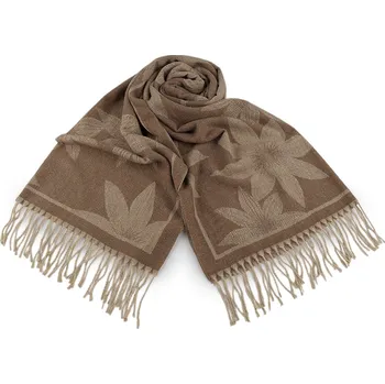 Šála Zimní šála / pléd s třásněmi 70x185 cm, střední, 3 béžová tmavá