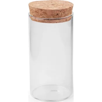 Dóza na potraviny Skleněná lahvička / dóza s korkem, střední, 1 (47x90 mm) transparent