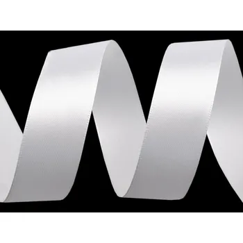 Stuha Atlasová stuha šíře 20 mm, střední, 01 bílá