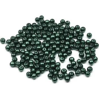 Dětské navlékací korálky Skleněné voskové perly Ø4 mm, velké, 59B zelená tmavá