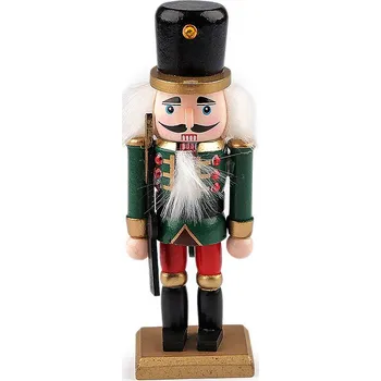 Vánoční dekorace Vánoční dřevěný vojáček / louskáček, střední, zelená