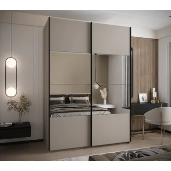 Šatní skříň Dvoudveřová skříň SAMARA 4 - 180 cm, kašmír / černá