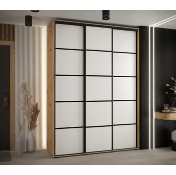 Šatní skříň Šatní skříň YVONA 4 - 170/45 cm, dub artisan / bílá / černá