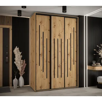 Šatní skříň Šatní skříň YVONA 8 - 160/60 cm, dub artisan / černá