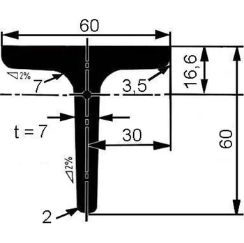 Stavební profil Profil T 60×60×7 mm válcovaný – 6 m