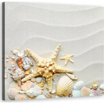 Obraz OBRAZ NA PLÁTNĚ Moře Pláž Mušle Béžová