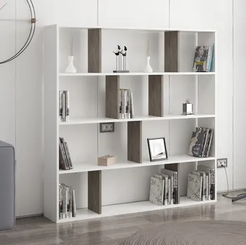 Knihovna Stojící regál Bílý Hnědý na knihy 145 cm Moderní styl KANCELÁŘSKÝ HODBI DOMOV