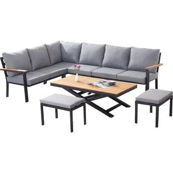 Zahradní sestava Velká rohová zahradní sestava ZALPA - antracit / hnědá / šedá