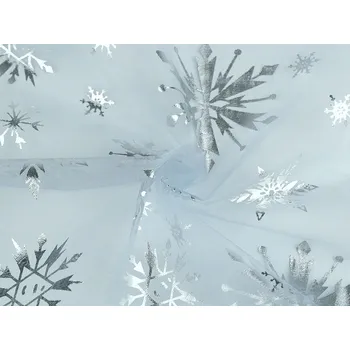 Stuha Organza s vločkami, střední, 1 modrá ledová