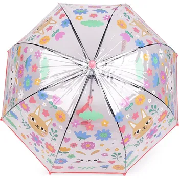 Dětský průhledný vystřelovací deštník, střední, 1 korálová světlá