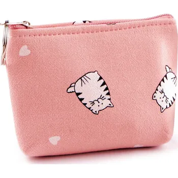 Peněženka Malá peněženka / klíčenka kočka, textilní 11x8 cm, velké, 1 pudrová