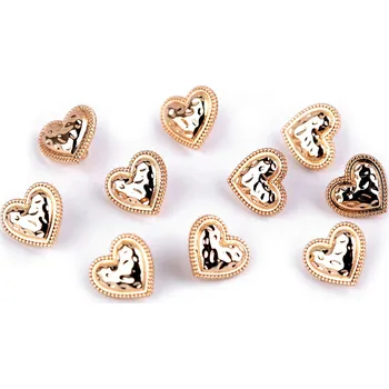 Knoflík Kovový knoflík srdce velikost 18", velké, 2 růžové zlato