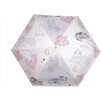 Deštník Dámský mini skládací deštník, velké, 4 růžová nejsv. kočka