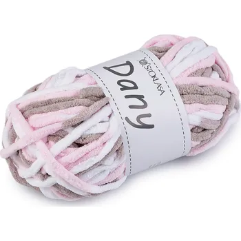 Příze Pletací žinylková příze Dany 100 g, střední, 1 růžová nejsv. béžová světlá