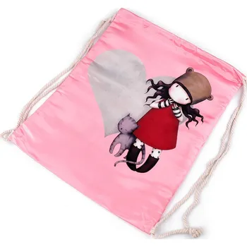 Sportovní vak Vak na záda 33x43 cm s potiskem, střední, 17 růžová sv. srdce