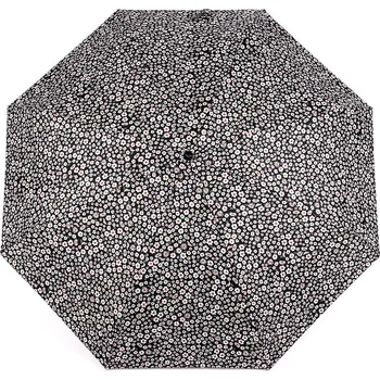 Deštník Dámský mini skládací deštník, střední, 8 černá květy