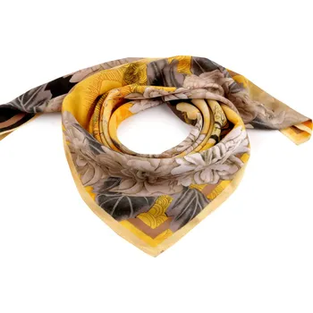 Šátek Šátek květy 65x65 cm, střední, 3 žlutá béžová