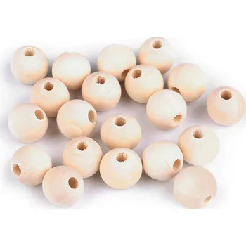 Dětské navlékací korálky Dřevěné korálky nelakované Ø16 mm, velké, přírodní sv.