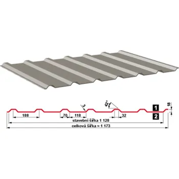 plechová krytina SATJAM SAT18N 0,5 mm 1 ks 0,5 m2 červená