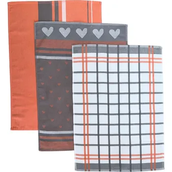 Utěrka SVITAP sleep well Utěrky Extra savé 50x70 cm Srdíčka lososová se šedým vzorem, 3 ks