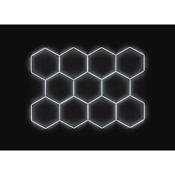 Kompletní LED hexagonové svítidlo bílé 4500 K, rozměr: 11 elementů 336 x 238 cm