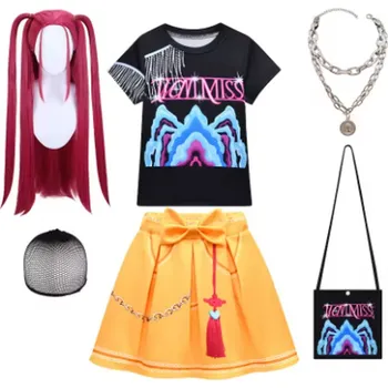 Karnevalový kostým KPop Demon Hunters (Lovkyně démonů) Dívčí cosplay kostým KPop Demon Hunters (Huntrix) - Rumi, Zoey a Mira Varianta: 3272 Set 03 - Mira, Velikost: 110