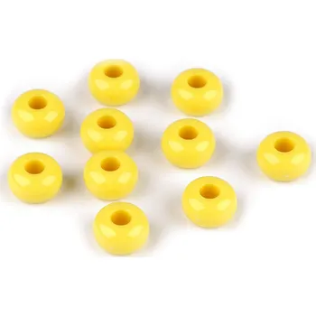 Dětské navlékací korálky Plastové korálky s velkým průvlekem Ø15 mm dekorační, střední, 2 žlutá