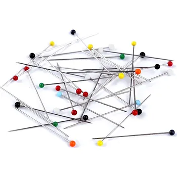 Nástroj na niť a příze Špendlíky se skleněnou hlavičkou na patchwork délka 38 mm, střední, mix