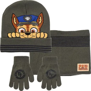 Čepice SOUPRAVA ČEPICE, NÁKRČNÍK A RUKAVICE TLAPKOVÁ PATROLA SC hy 40164 tm. zelená Velikost: 54