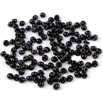 Dětské navlékací korálky Plastové korálky kapky, imitace rokajlu 4,7x5,3 mm, střední, 7 černá