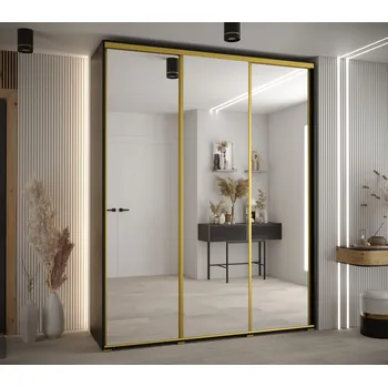 Šatní skříň Šatní skříň ASIRI 2 - 200/45 cm, černá / zlatá