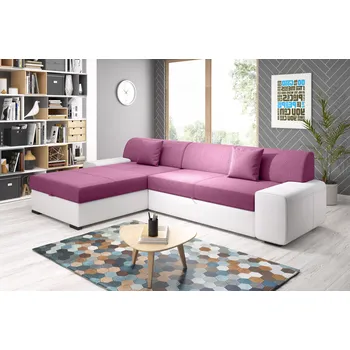 Sedací souprava Rohová sedací souprava CHRISTEL - bílá / fialová, levý roh