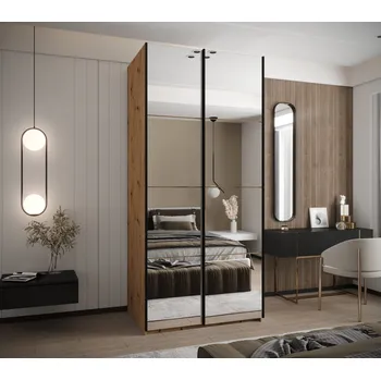 Šatní skříň Dvoudveřová skříň SAMARA 2 - 100 cm, dub artisan / černá