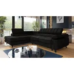 Rozkládací rohová sedačka s úložným prostorem OKLAHOMA - černá, levý roh
