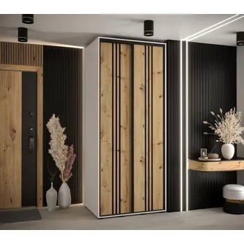 Šatní skříň Šatní skříň YVONA 6 - 110/60 cm, bílá / dub artisan / černá