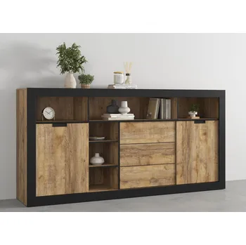 Komoda VENETI COLTRANE lamino dub samdal / černá