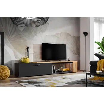 Televizní stolek Televizní stolek BASILIE - černý / dub wotan