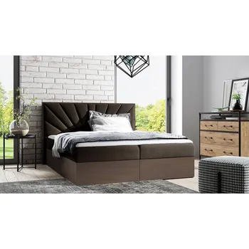 Postel Kontinentální postel 180x200 CHANTELLE 7 - tmavý dub / hnědá + topper ZDARMA