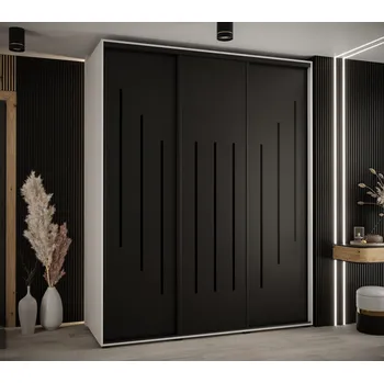 Šatní skříň Šatní skříň YVONA 8 - 190/60 cm, bílá / černá / černá